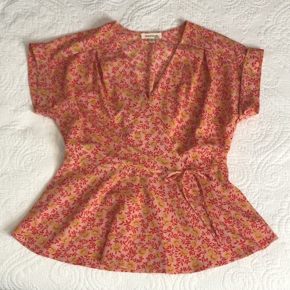 Monteau Los Angeles Crop Top Orange White Floral Size X-Large - Picture 8 of 13